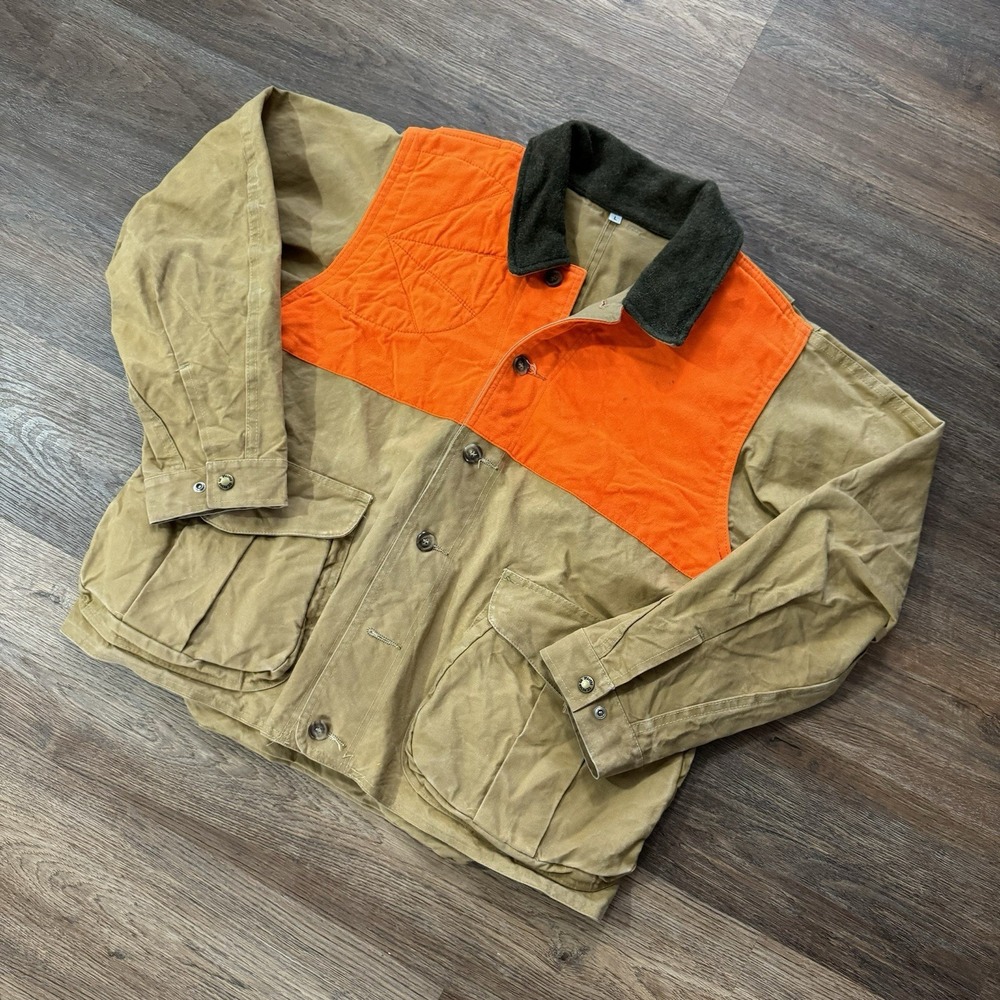 Filson Tin Cloth Hunting Jacket Size L USA 622B Blaze Field Coat‎ READ Upland